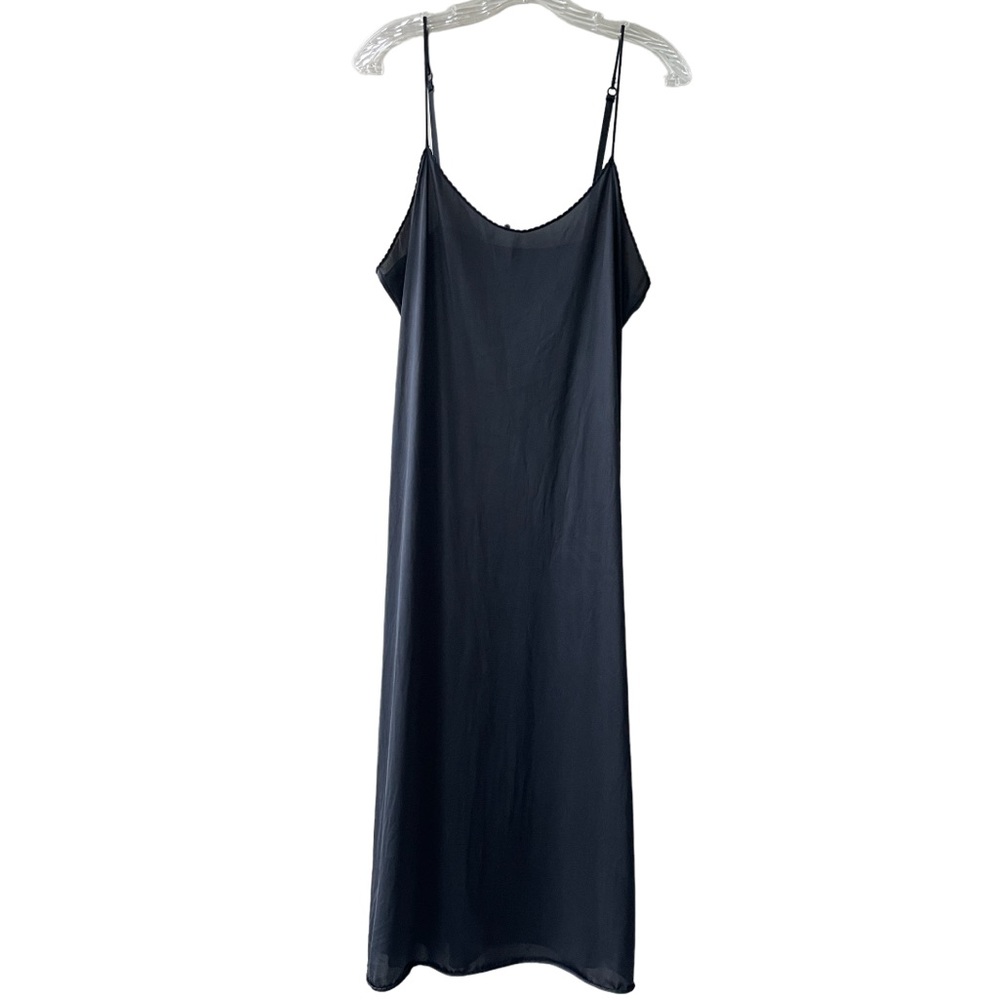 Vintage 80s Silk Slip Dress Romantic Sexy Pin Up Lingerie Long Full Length Black - Picture 12 of 15